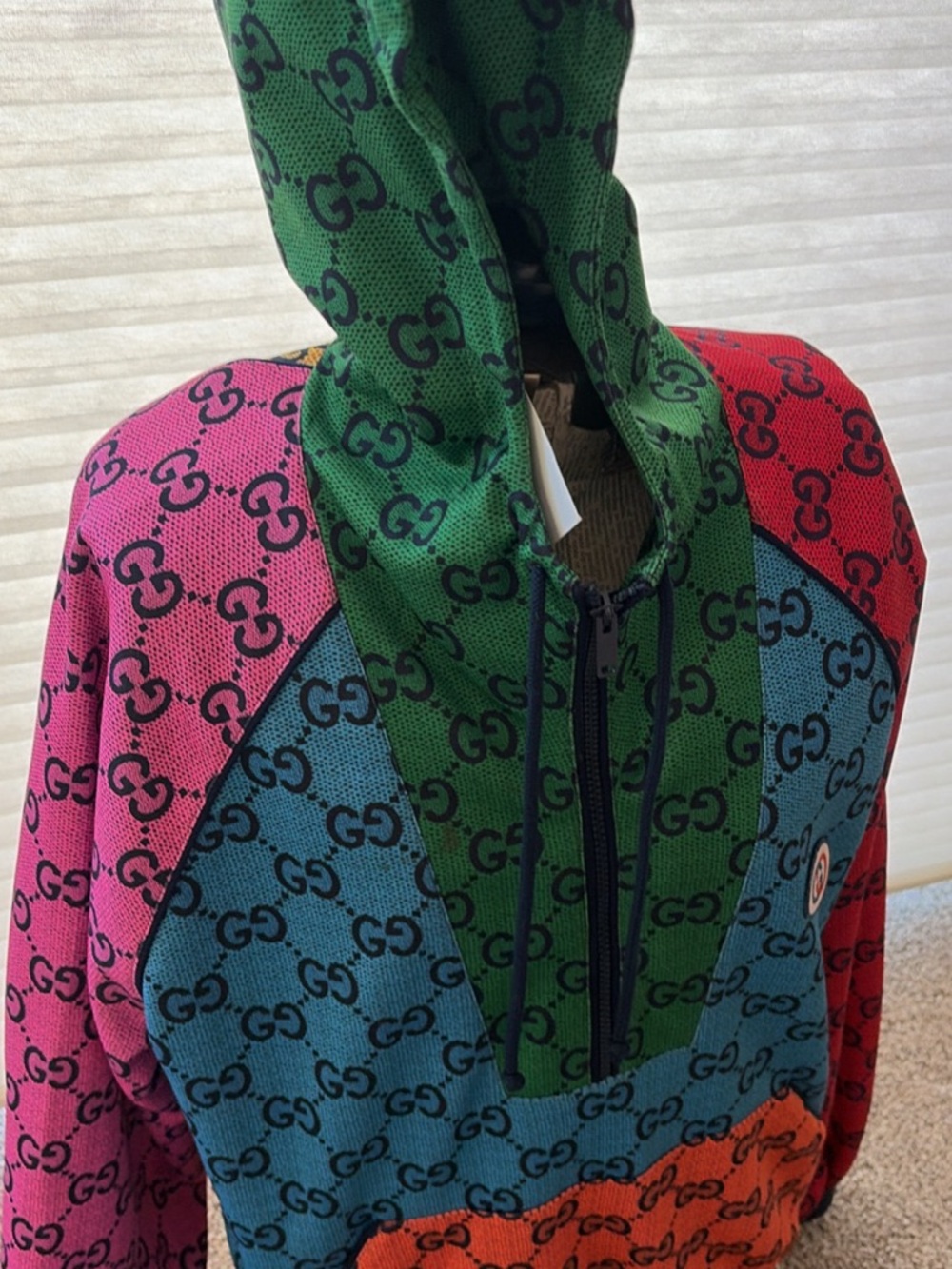 Gucci Multicolor GG Logo Patchwork Hoodie